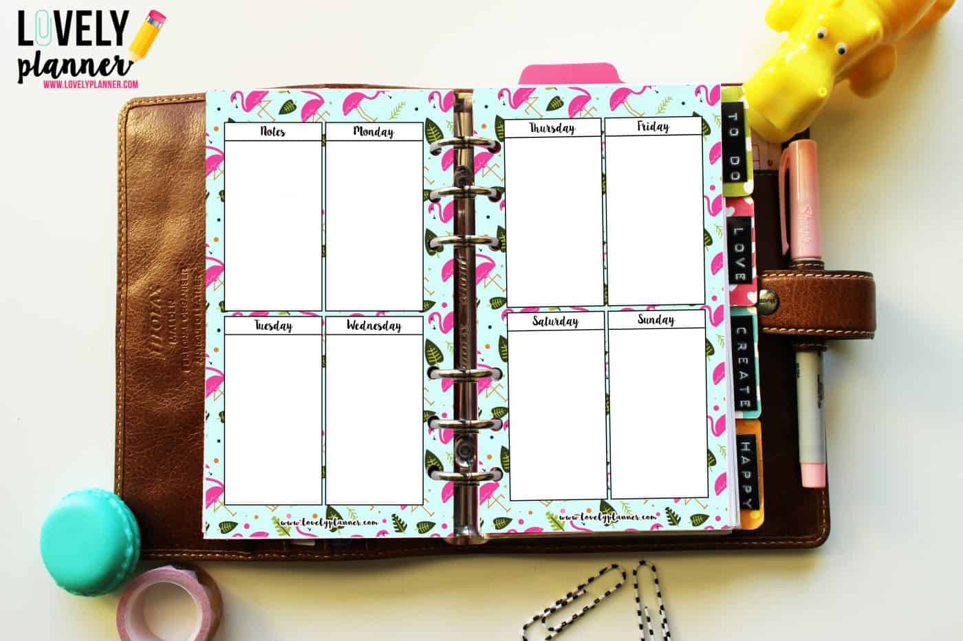 {Freebie} Flamingo planner inserts - WO2P vertical layout