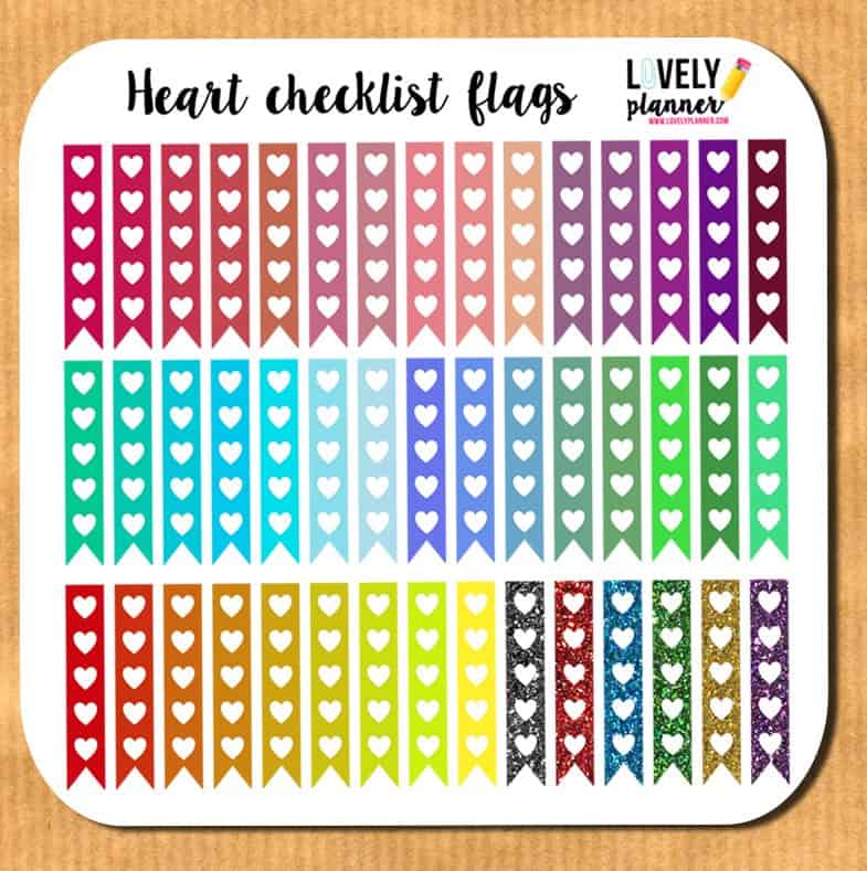 {Freebie} 45 heart checklist flags stickers for your planner