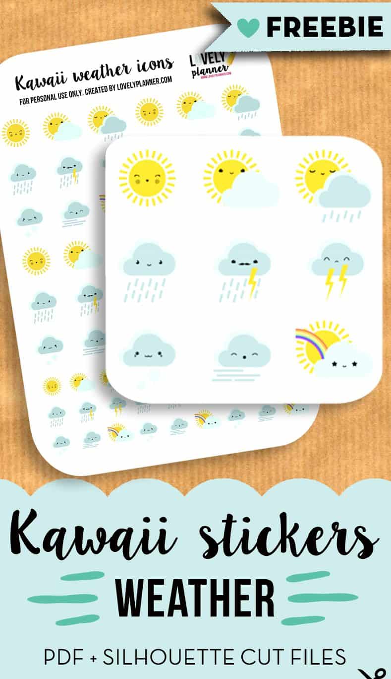 {Freebie} 63 Cute weather stickers for your planner