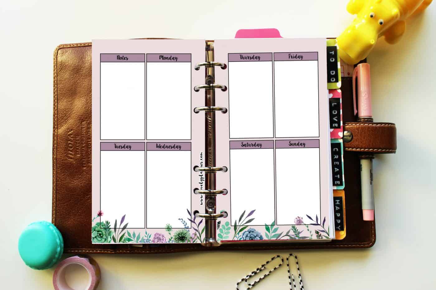 Free Watercolor succulents printable planner inserts for personal size planners. More planner freebies on lovelyplanner.com