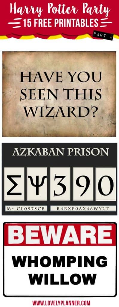 15 free Harry Potter party printables - Part 3 - Lovely Planner