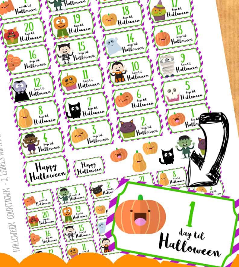 Free Halloween Countdown Stickers