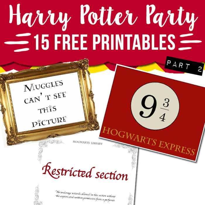 15 free Harry Potter party printables - part 2