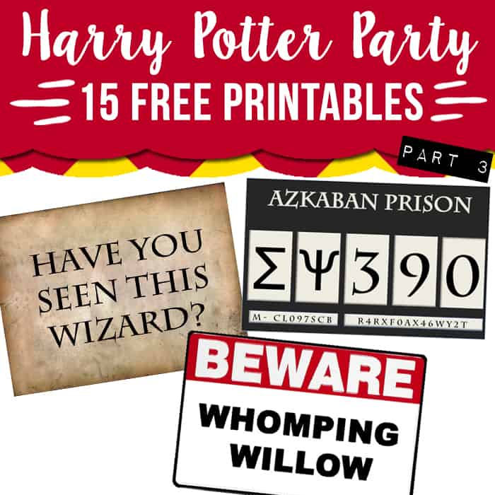 15 free Harry Potter party printables - Part 3