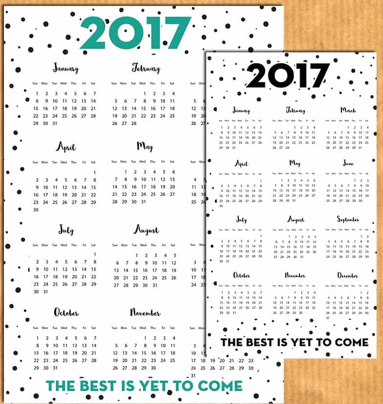 2017 year at a glance inserts for A5 & personal planners - Free printable {Advent calendar - Day 9}