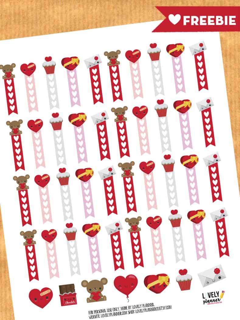 Love / Valentine's day checklist stickers - Free planner printable & cut file