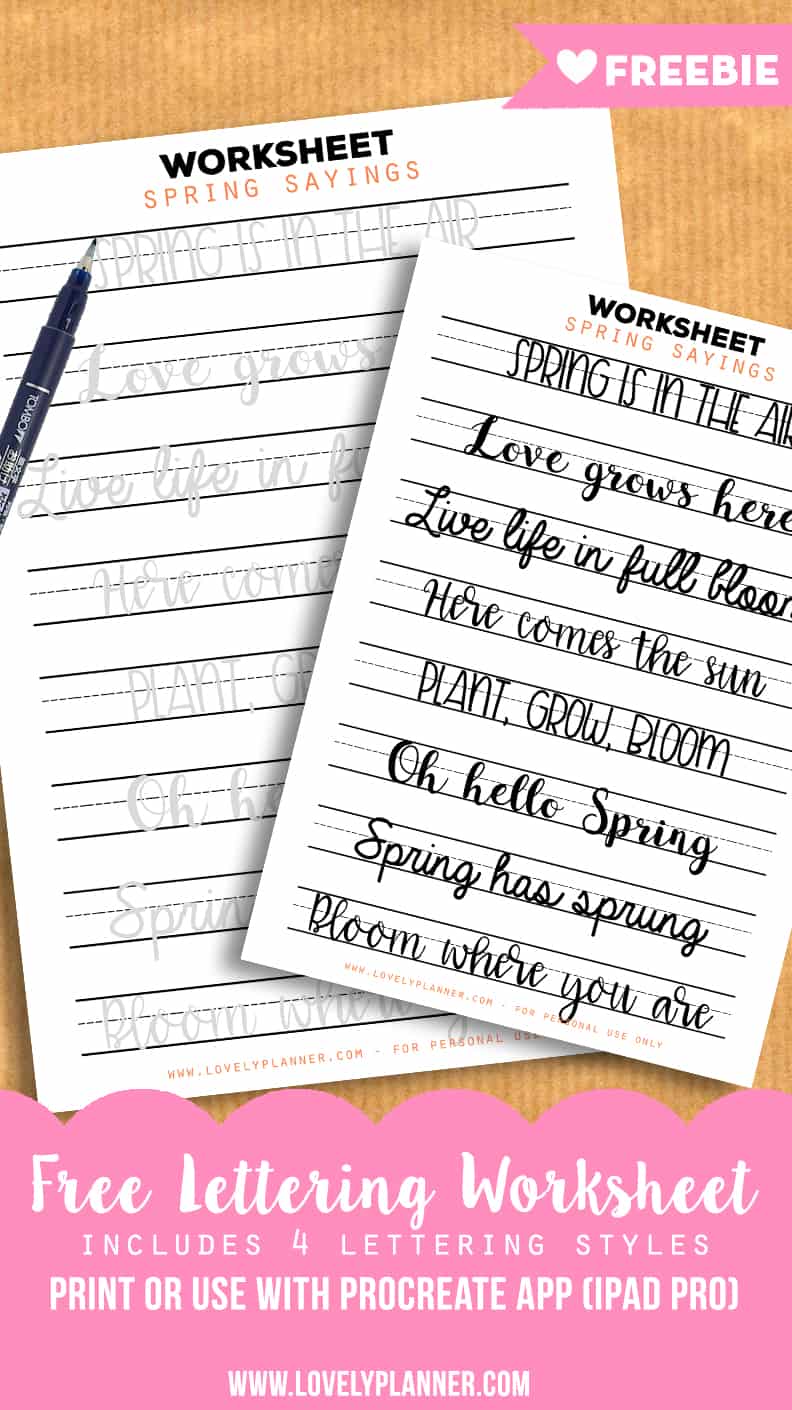 Free Lettering Practice Worksheets with Spring Sayings