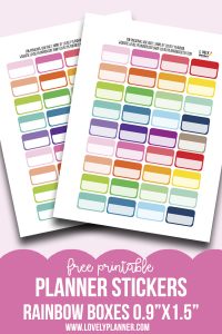 Free Functional Planner Stickers Boxes 0.9"x1.5" - Rainbow - Lovely Planner