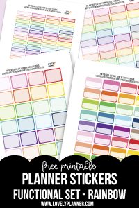 Free Functional Quarter Box Planner Stickers - Rainbow - Lovely Planner