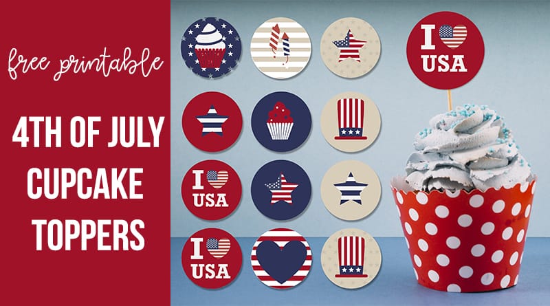 Free Printable 4th of July Cupcake Toppers