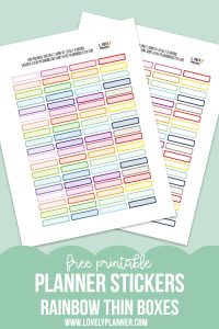 Free Functional Thin Boxes Planner Stickers - Rainbow - Lovely Planner