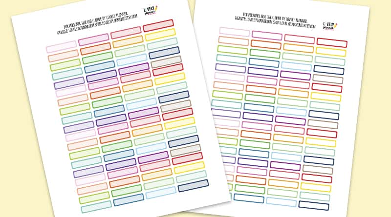 Free Functional Thin Boxes Planner Stickers - Rainbow