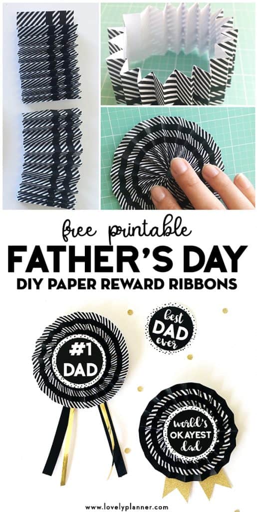 FREE PRINTABLE Easy DIY Paper Reward Ribbons for Fathers Day #kidscraft #papercraft #freeprintable #fathersday #rewardribbons