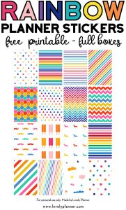 FREE Printable Rainbow Planner Stickers – Full Boxes - Lovely Planner