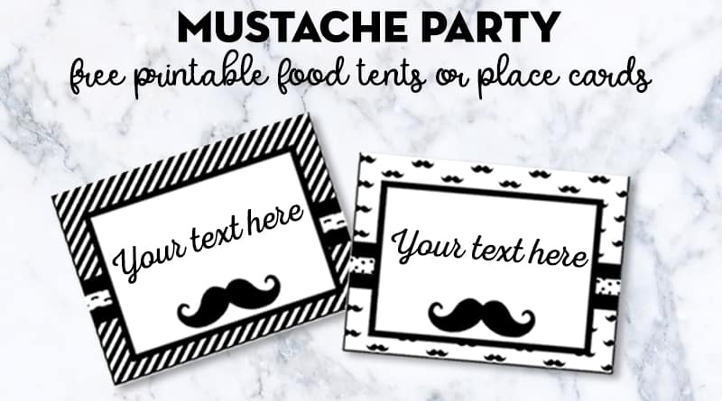 Editable PDF Free Printable Mustache Party Food Tents, Place cards, food labels - Little Man Baby Shower, #Birthday #babyshower #mustacheparty #lovelyplanner