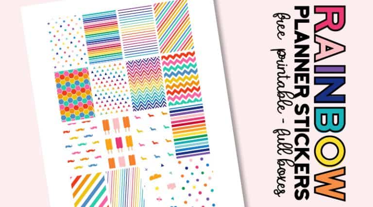 FREE Printable Rainbow Planner Stickers – Full Boxes - Lovely Planner