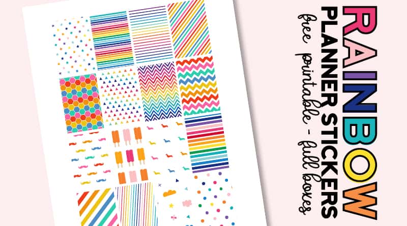 FREE Printable Rainbow Planner Stickers Full Boxes for Classic Happy Planner #plannerstickers #freeplannerstickers #freeprintable #plannerprintable #lovelyplanner