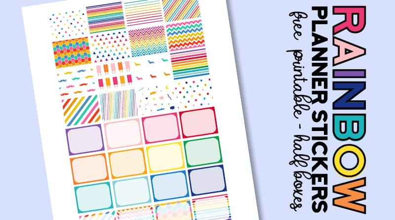 FREE Printable Rainbow Planner Stickers Half Boxes for Classic Happy Planner #plannerstickers #freeplannerstickers #freeprintable #plannerprintable #lovelyplanner