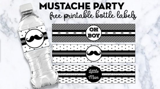 Mustache Party Bottle Labels - Free Printable - Lovely Planner