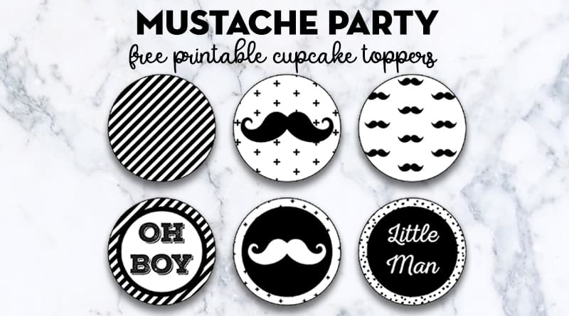 Father's Day Mustache Cupcake Toppers Party Printables 