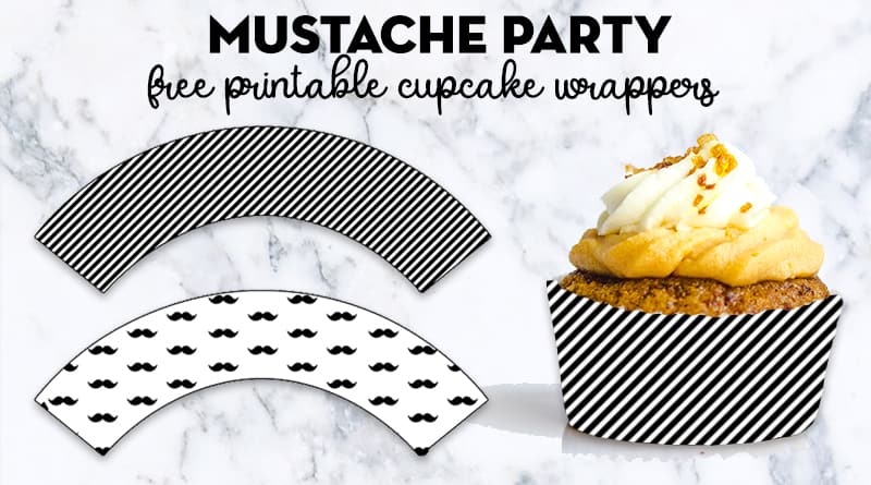 Free Printable Mustache Party Cupcake Wrappers + cupcake toppers and many matching printables to throw a great Little Man Baby Shower, Mustache Party Bash Birthday, etc. #mustacheparty #cupcakewrapper #freeprintable #lovelyplanner