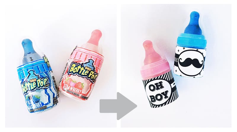 Turn Baby Bottle Pops into Party Favors with free printable labels for your baby shower!