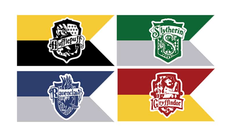 Free Printable Hogwart's Houses Flags for your Harry Potter Party decoration. Just add a wooden dowel to each, or string to create a banner. #harrypotter #harrypotterparty #halloween #party #partydecor #banner #freeprintable