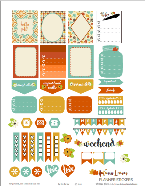 Fall sticker bundle. Autumn rainbow stickers printable. By LaBelezoka