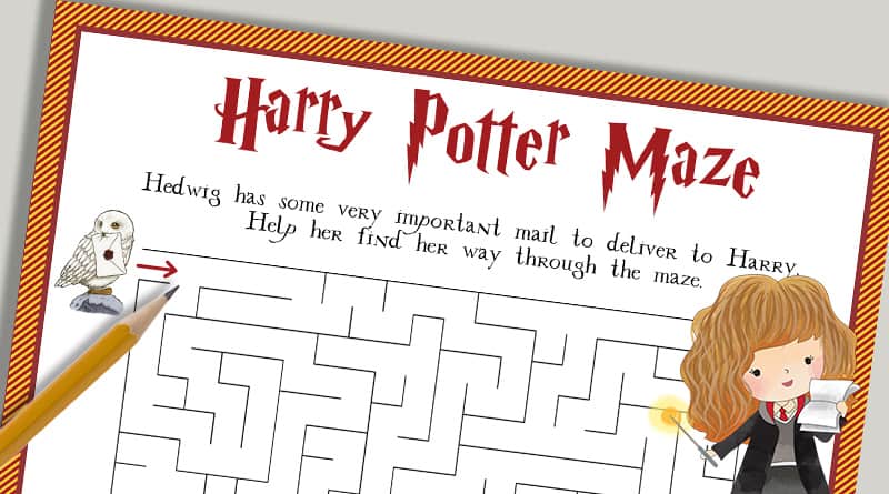 Free printable Harry Potter Maze kids activity sheet. Also print out the matching crossword puzzle and HP characters word search. #freeprintable #harrypotter #kidsactivity #printable #puzzle #lovelyplanner