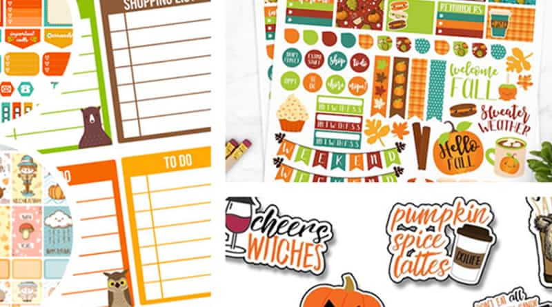 12 free printable fall planner stickers sets lovely planner