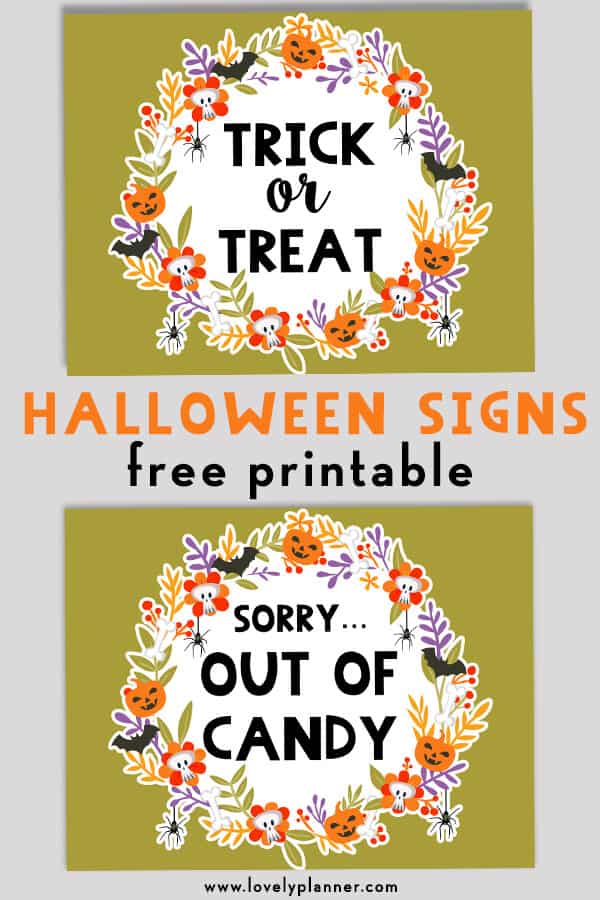 Free Printable Halloween Out of Candy Signs - Lovely Planner