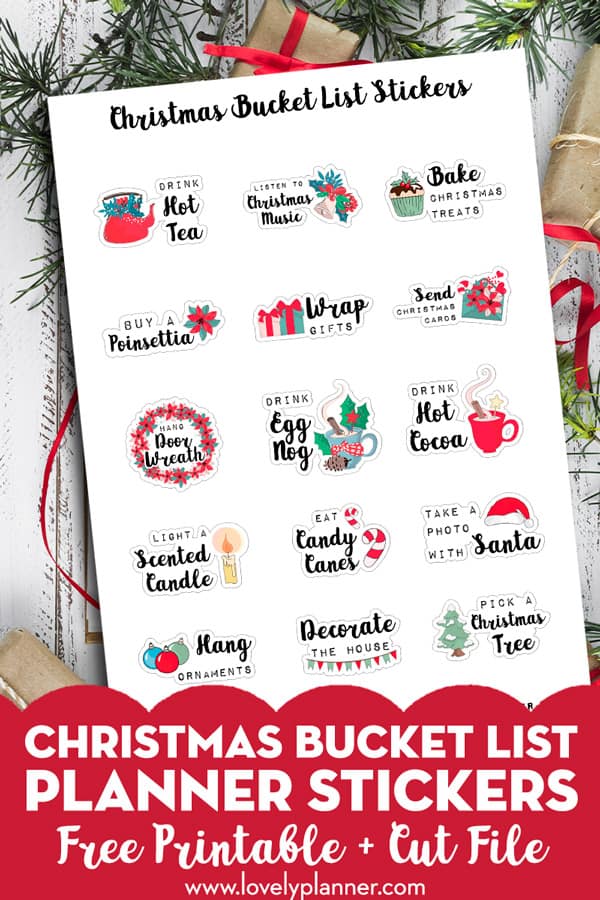 15 Free printable Christmas bucket list planner stickers