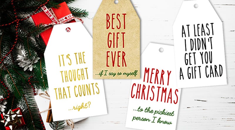 16 FREE Printable Funny and Honest Christmas Gift Tags in 4 different color schemes! #christmas #gift #christmasgift #gifttags #honestgifttags #funny #freeprintable #lovelyplanner