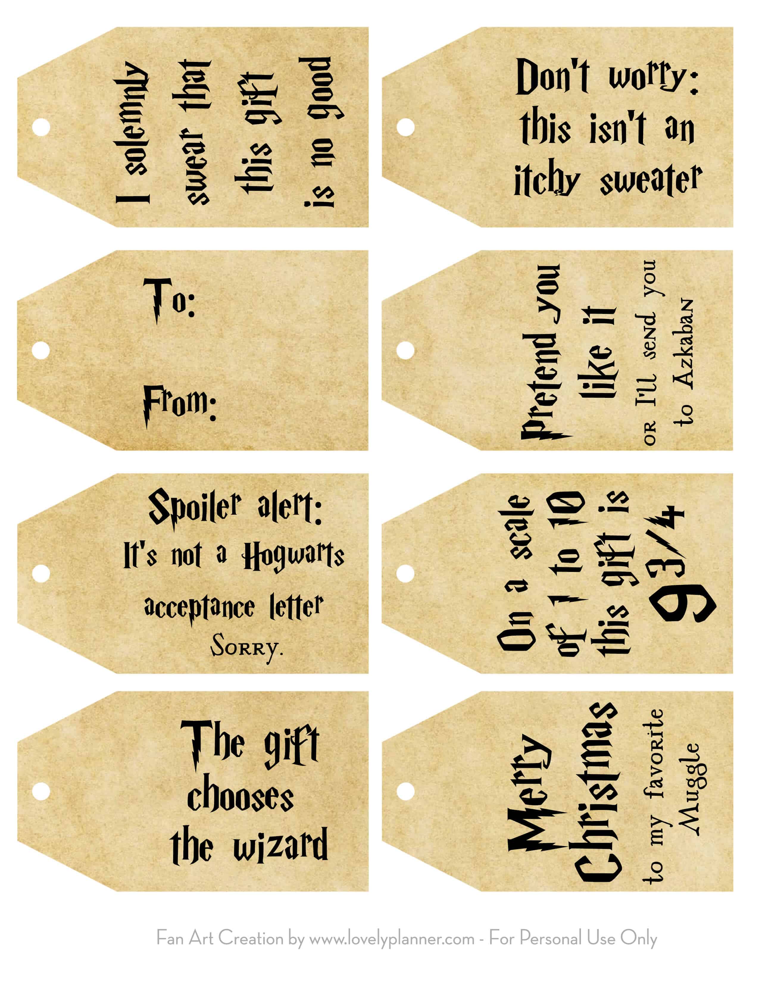 Free Printable Harry Potter Christmas Gift Tags Lovely Planner