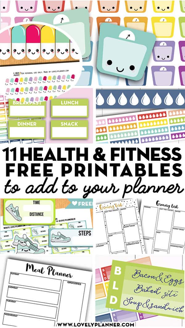 13 Free Printable Health and Fitness Planner Stickers and Inserts