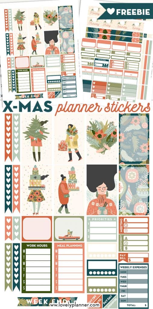 Free Printable Cozy Christmas Planner Stickers Weekly Kit - Lovely Planner