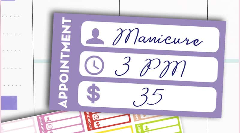 FREE Printable Appointment Planner Stickers to keep track of your appointments and of the cost of each service #planner #freeprintable #stickers #lovelyplanner