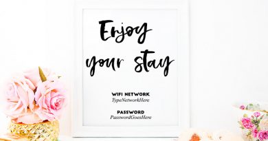 Free Printable Enjoy your Stay Wifi Password Sign with Editable PDF - perfect to make your guests feel comfortable #homedecor #printable #freeprintable #wifisign #lovelyplanner