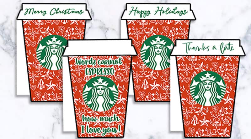 4 FREE Printable Christmas Starbucks Gift Card Holders #christmas #gift #freeprintable #starbucks #lovelyplanner