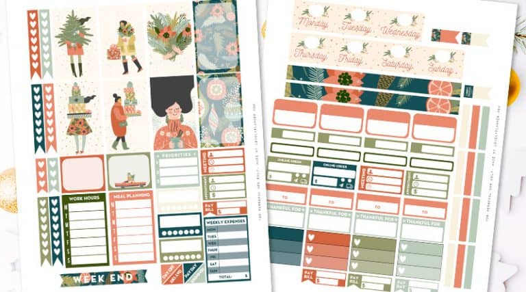 Free Printable Girly Christmas Planner Stickers Weekly Kit - 2 pages ...