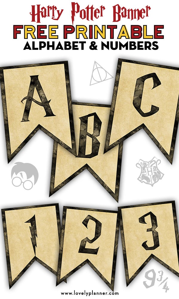 free printable harry potter banner with alphabet and numbers lovely planner