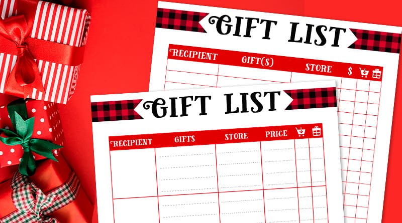 christmas gift list printable