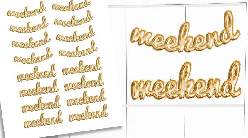 Free Printable gold foil ballon weekend planner stickers