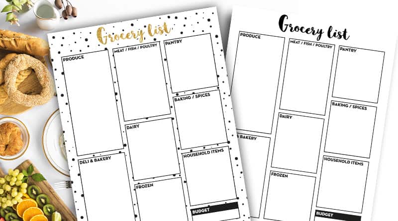 Free Printable Grocery List to organize your meals and grocery trips #freeprintable #fitness #mealplanner #lovelyplanner