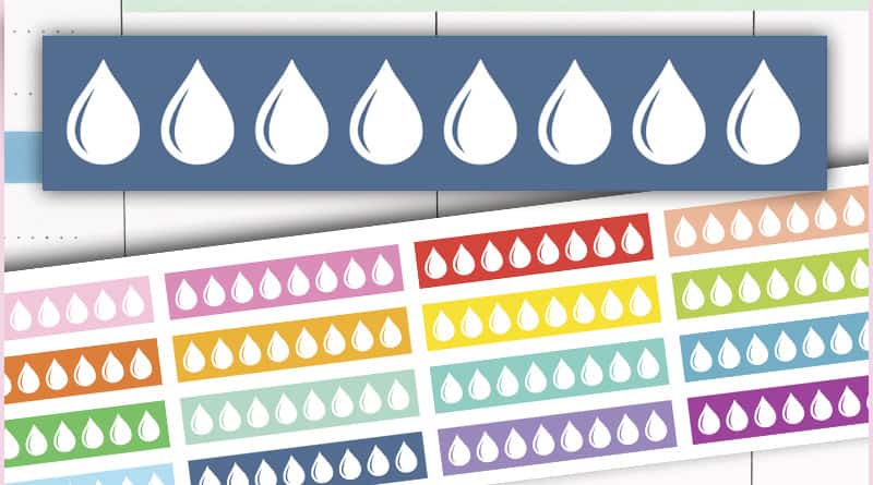 FREE Printable Daily Hydrate Planner Stickers to keep track of your water consumption #planner #plannerstickers #fitness #freeprintable #lovelyplanner