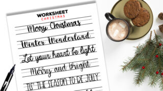 Free Printable Hand Lettering Worksheet with Christmas sayings to improve your hand lettering and decorate your planners, bujo, gift tags, christmas cards, etc. #freeprintable #lettering #calligraphy #christmas #planner #lovelyplanner