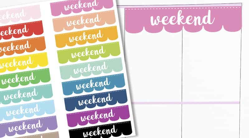 Free Printable Scalloped Weekend Planner Stickers. #stickers #planner #bulletjournal #freeprintable #lovelyplanner