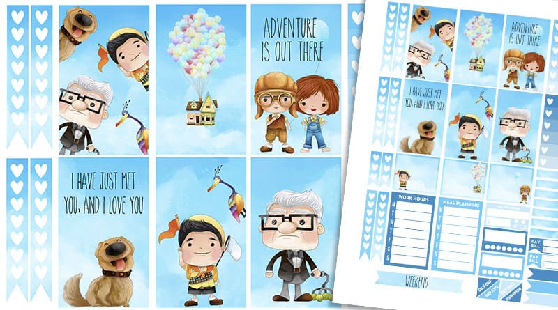 Free Printable Weekly Planner Stickers inspired by Pixar Movie "UP"