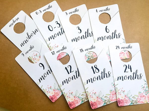 Free Printable Baby Girl Closet Dividers Shabby Chic Flowers