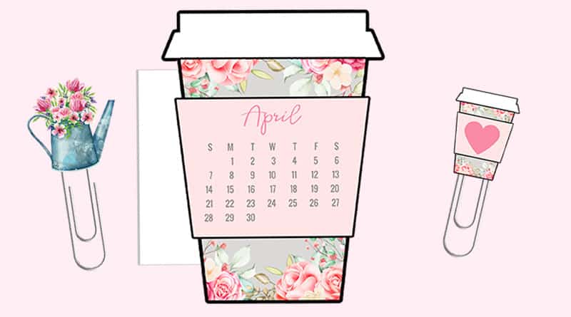 Free Printable Floral Farmhouse Coffee Cup Die Cut or Calendar Divider & Paperclips to decorate your planner or bullet journal. #freeprintable #lovelyplanner #farmhouse #planner #spring